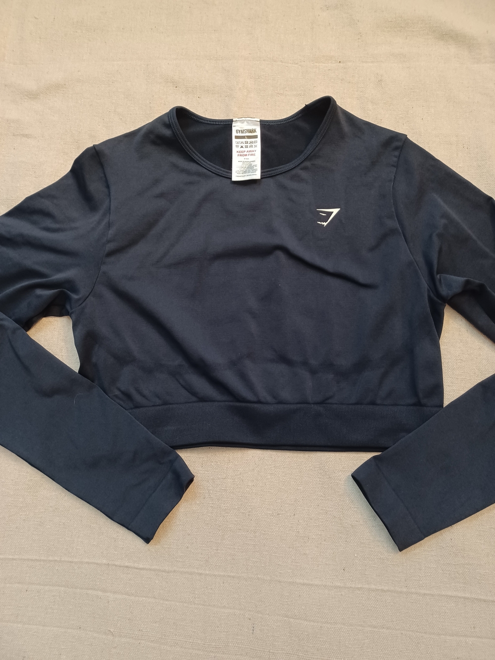 Gymshark Navy Long Sleeve Cropped Performance Top Women's Size Large